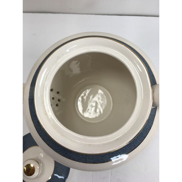 Nikko Double Phoenix Ironstone Riviera Slate Blue Teapot Made in Japan‎ RARE! - Picture 6 of 13